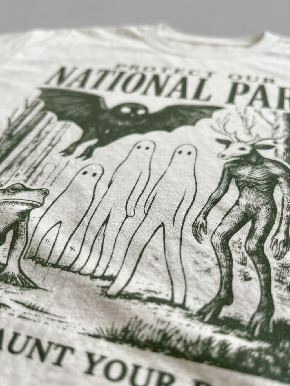 Gildan Protect Our National Parks Graphic Tee - White with Forest Green Print - Picture 2 of 2